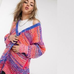Free People Dreaming Again Cardigan in Pink Multi - Size Small